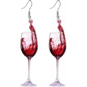 Meimie-Boucles D'oreilles Pendantes Réalistes En Forme De Tasse De Bière 3d Pour Femme En Acrylique-Boucles D'oreilles Amusantes En Forme De Verre À Vin-Bijoux De Fête Créatifs - Neuf