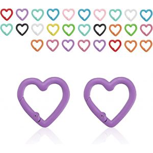 KAL-Couleur Porte-Clés En Forme De Coeur, 30 Pièces Mini Mousqueton, Mousqueton Porte Clé, Boucles Sac Dos, Artisanat Bricolage - Neuf