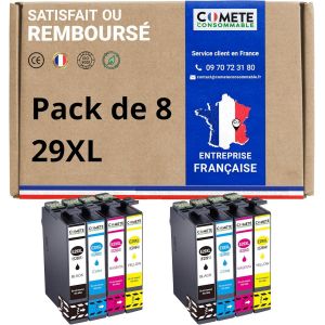 TEPPA-COMETE, Marque française - 29XL - 8 Cartouches Compatibles avec Epson 29 XL Fraise - Multipack pour XP-342 XP-352 XP-452 XP-332 XP-245 XP-442 XP-255 XP-355 XP-455 XP-247 XP-432 XP-435 XP-335 XP - Neuf