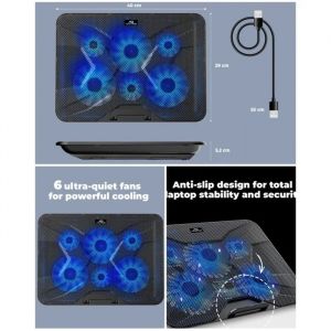 Refroidisseur PC Portable - Air Stream - 17'' - 2800 RPM - 17 dB(A) - 6 Ventilateurs - Neuf