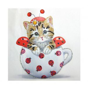 Hjlian Peinture Diamant A Strass, Motif Chaton Fait Main Pour Enfants (#2) - Neuf