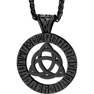 Trahoo-Collier Viking Homme En Acier Inoxydable/Noir, Pendentif Vegvisir/Médaillon Runique Avec Triquetera/Valknut, Bijou Talisman - Neuf