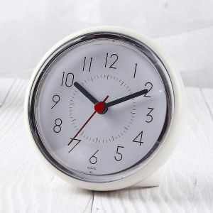 Horloge murale de salle de bain,ventouse &eacute;tanche Horloges silencieuses sans tic-tac avec support pour bureau chambre &agrave; coucher &eacute;cole de bureau &agrave; domicile (4 pouces,blanc) A-YUHAO - Neuf