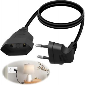 Rallonge de Prise Plate Europ&eacute;enne 2,5 A 250 V Prise Europ&eacute;enne Universelle de Type C, Adapt&eacute;e pour T&eacute;l&eacute;viseur, Ordinateur, Moniteur, Projecteur, Console de Jeu, Lampe, Appareil &eacute;lectrom&eacute;nager (0,3m - Neuf