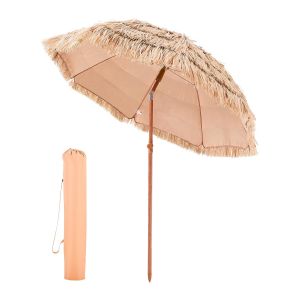 Ulteronixshop-Parasol Hawa&iuml;en, 2 M Parasol Exotique Inclinable Avec Toit Chaume Pp, 8 Baleines M&eacute;talliques, Protection Solaire Ext&eacute;rieure Flexible Pour Plage, Terrasse, Bord De Piscine, Jardin, Arri&egrave; - Neuf