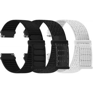 Kal-Lot De 3 Bracelets De Montre En Nylon - 16 Mm, 18 Mm, 20 Mm, 22 Mm - Fermeture Rapide - Tissu Respirant - Bracelet De Rechange Réglable - Pour Homme Et Femme - Neuf