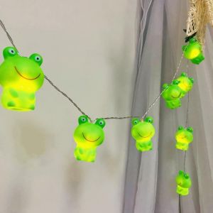 KAL-10 Led 1,65M Jolie Grenouille Guirlande Lumineuse En Forme D'Animal,Lumières Féériques Veilleuse Lumière Suspendue,Décoration De Noël Guirlande Lumineuse (1.65M-Usb, Grenouille) - Neuf