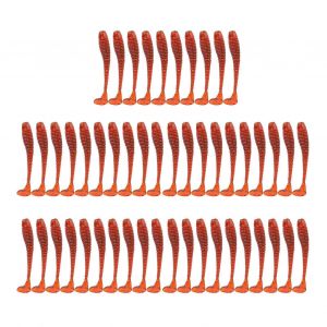 50pcs 5cm Souple En Plastique Leurres Pêche T Queue Grub Ver Appâts Poisson Matériel Accessoire Rouge - Neuf