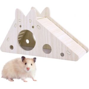Hamster House With Ladder And Slide, Wooden Hamster Toys, Activity Toys For Small Animals, Hamster Cage Accessories For Mice And Small Pets - Neuf