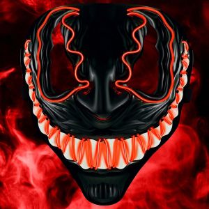 Masque Venom Led Avec 3 Modes D'&eacute;clairage-Parfait Pour Techno Dj|Halloween|Cosplay|Carnaval|Masque D'horreur|Masque N&eacute;on|Pour Compl&eacute;ter Le Costume D'horreur.[J94] - Neuf