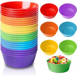 Bol En Plastique,Lot De 24 6 Couleurs 370 Ml Bol Plastique ,Saladier Plastique S,Bol Cereales Petit Dejeuner Pour Maison,Jardin,Pique-Nique,Soupe,C&eacute;r&eacute;ales,Salade - Neuf