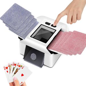 M&eacute;langeur De Cartes Automatique,Rechargeable 2000mah M&eacute;langeur De Carte Pour 1-2 Ponts,Automatique/Manuel 2 Modes,M&eacute;langeur De Cartes Pour Poker/Cartes/Uno/Texas Hold'em/Blackjack - Neuf