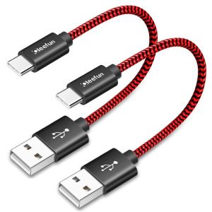 Cable Usb C Court, (0.3M, Lot De 2) Charge Rapide 3A C&acirc;ble Usb Type C, Ultra R&eacute;sistant Nylon Cable Pour Samsung Galaxy S10 S9 S8 Plus S10E, A40 A50 A70, Mi 8 9T Red-Mi Note 7 8 Pro[Z1452] - Neuf