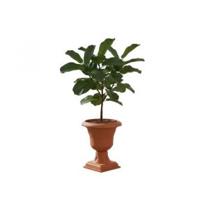 Pot Rond &Oslash;39 H 62 Cm En Terre Cuite, Fin, Sur Pied, Motif 3d, Jardini&egrave;re - Neuf