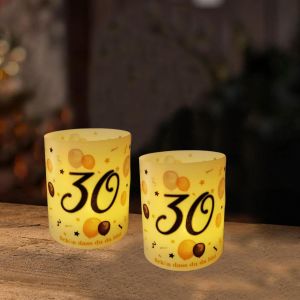 KALANKA-Lot de 16 Lanterne Photophores Décoratifs de Table pour 30 Ans,Hommes, Filles, Garçons et Enfants - Bougies Décoration Table pour Anniversaire Homme Femme (30 Ans) - Neuf