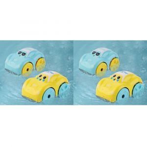 Lot de 4 voitures de bain à remontage manuel pour enfants, tout-petits, bébé, bain interactif, mécanique, jouets de piscine flottants pour baignoire, pour enfants de 1, 2 et 3 ans - Neuf