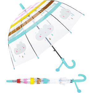 Parapluie - Transparent - Anti-Vent - Long Cloche, Parapluie Enfant Transparent Cloche Robuste Et Stable, Parapluie D&ocirc;me Garcon Fille Parapluies Cannes V&eacute;hicule Blue Engineering - Neuf
