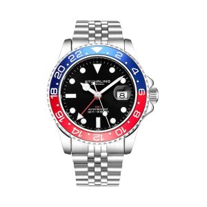 Montre De Plong&eacute;e &Agrave; Quartz En Acier Aquadiver - Fonction Gmt - Argent&eacute; Et Bleu - Neuf