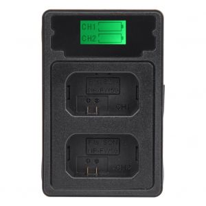 Chargeur de batterie NP-FW50 avec double emplacement de chargement et ecran LCD pour Sony Alpha A6000 A6300 A6500 A7R A7 - Neuf