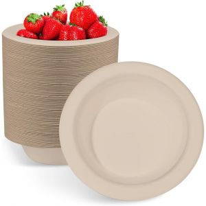 Checarzhn--No1-50 Papier Biodégradables ¿ Bols Jetables Compostables Pour Fêtes, Buffet, Pique-Nique ¿ Bols Écologiques Résistants À La Chaleur Et Aux Graisses ¿ Sans Bpa - 350ml - Neuf