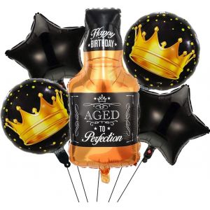 Beer Balloons, 5 Pieces Balloon Bottle Birthday Men Giant Inflatable Balloon Wine Glasses Aluminium Helium Balloon Happy Birthday Decoration Woman - Neuf