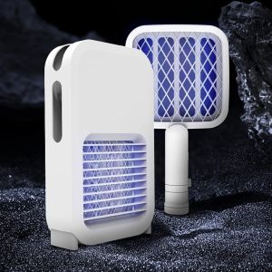MAA-Lampe Anti Moustiqu,Tueur D'Insectes éLectrique Anti Insectes RéPulsif, 2 in 1raquette Electrique Insectes par USB Éclairage LED Double Couche de Protection en Maille - Neuf
