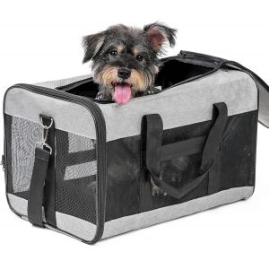 Transporteur Pour Chien Souple, Sac Pour Chat Avec Laisse Int&eacute;rieure, Transport Pour Grands Chats Et Chiens Moyens Jusqu`&Agrave; 9 Kg, Sac Pliable Pour Chiots -Gris,L - Neuf