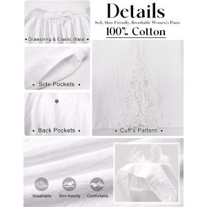 Pantalon Femme &Eacute;t&eacute; 7/8 Coton D&eacute;contract&eacute; Pantalons Avec Poches Pants Taille Haute &Agrave; &Eacute;lastique L&eacute;ger Printemps Yoga Solide Couleur Casual - Neuf