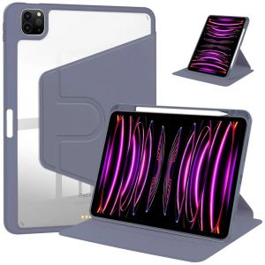 Coque pour iPad Pro 12,9'' (2018 2020 2021 2022) Etui Rotatif R&eacute;glable avec Porte-Stylet - Violet - E.F.Connection - Neuf