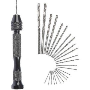 Coffret de 26 forets h&eacute;lico&iuml;daux manuels avec 25 forets HSS et un mini-&eacute;tau &agrave; broches - Neuf