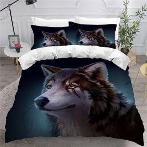 Loup Housse De Couette X Imprim¨¦ D Animaux De Dessin Anim¨¦ Mignon Parure De Lit Personnes Ado Fille Enfants Microfibre Literie Pi¨¨Ces Avec Fermeture - Neuf