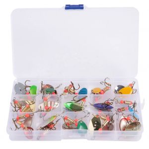 Lot De 30 Leurres De Peche Colores En Metal, Cuillere, Appats Artificiels Durs Avec Hamecon - Neuf