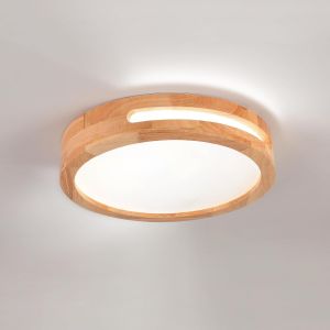 KAL-Plafonnier Led, Plafonnier Bois, Plafonnier Chambre, 6000K 24W Ø30Cm Lumière Froide, Convient Pour Les Chambres, Salles De Bains, Salons Et Couloirs - Neuf