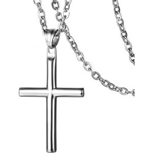Kal-Collier Croix Pour Hommes Gar&ccedil;ons Femmescollier Pendentif Croix Punk En Acier Inoxydable, Collier Pendentif Croix En Argent, Cadeau - Neuf