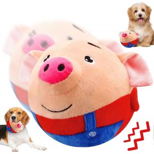 Jouet en peluche pour animal de compagnie, jouet en peluche cochon, jouet en peluche pour chien, jouets interactifs pour chien, jouet en peluche doux et vibrant, balle d'entra&icirc;nement pour chien &agrave; mordre - Neuf