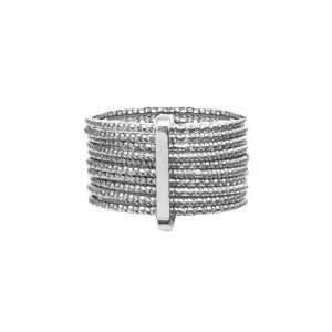 Bague Semainier Argent Multi-Anneaux Finition Diamant&eacute; - Neuf