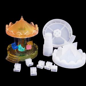 Moules En R&eacute;sine Epoxy Silicone Moule Resine Carousel Moules Pour Fabrication Cr&eacute;ation Ornement De Bureau D&eacute;coration De Maison Mariage F&ecirc;te - Neuf