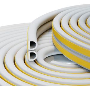 Joint Porte Isolation D-Profil,Bande De Joint D'étanchéité En Caoutchouc 9mm(L)X6mm(H),Mousse Adhesive,Calfeutrage Fenetre Pour Preuve De Collision,Anti-Froid,Antichoc 6m (Blanc) - Neuf