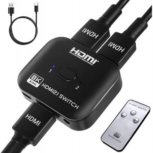 FUYT-Switch Hdmi 8K 60Hz,4K 120Hz Répartiteur 1 Entrée 2 Sorties Ou Commutateur 2 Entrées 1 Sortie,Splitter 2.1 Bi-Direction,Compatible Avec Ps5 Ps4 Xbox Lecteur Blu-Ray Pc - Neuf