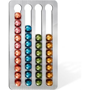 CHAAS-Porte-Capsules Nespresso en Acier, Adhésif, pour 40 Dosettes, 40.6x21.8cm, Compatible Ligne Originale, Idéal Murs/Cuisines - Installation Sans Perçage - Neuf