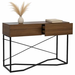 Console HWC-P47, table de t&eacute;l&eacute;phone, table d'appoint, table de rangement, tiroir, m&eacute;lamine industrielle 81 x 120 x 40 cmmarron - Neuf