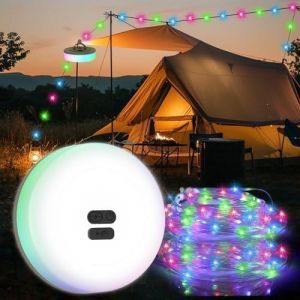 Kal-Guirlande Lumineuse Camping Enroulable, Guirlande Lumineuse Led Étanche 10m Avec 8 Modes D'éclairage, Rechargeable, Lampe Camping Extensible Pour Tente, Fête, Jardin Décor - Neuf