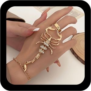 Eryi-Bracelet Anneau Scorpion Punk En Strass Bracelet Harnais Scorpion Gothique Cristal Scorpions Main Esclave Bracelets En Chaîne Anneau Ouvert Bracelets D'amitié Bijoux Pour Femmes - Neuf