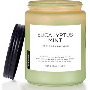 SANSH-Bougies Parfumées en cire de soja à l'eucalyptus et à la menthe,110 heures de combustion,Bougies d'aromathérapie pour le soulagement du stress, la méditation, le yoga, le SPA relaxant - Neuf