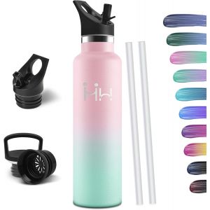 Letnerny-Bouteille Isotherme 1l, Étanche Sans Bpa, Gourde Isotherme, Double Paroi, Bouteille, 18/8 Acier Inoxydable, Gourde Inox, Bouteille D'eau Pour Sport, Randonnée, École, Bureau - Neuf
