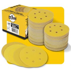 Disques Abrasifs Auto-agrippants 150mm 6 Trous - 100 Pièces, Papier de Ponçage Mixte Grain 60/80/120/220/320, Disques Ponceuse Orbitales, Crochet et Boucle, Pour Meulage et Polissage du Bois et Métal - Neuf