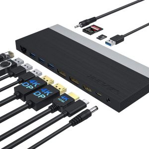 Station D'Accueil Usb-C À Triple Affichage Avec Charge De 65 W Pour Ordinateur Portable Prenant En Charge Macos Et Windows (2 Dp, 1 Hdmi, 4 Ports Usb, Lecteur De Carte Sd/Tf,Gigabit Ethernet) - Neuf