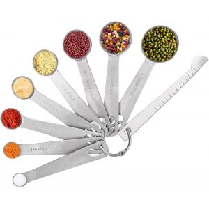 Cuill&egrave;res Doseuses En Acier Inoxydable 9 Pi&egrave;ces, &Eacute;chelles Gradu&eacute;es Et R&egrave;gle Int&eacute;gr&eacute;e Pour Mesures Pr&eacute;cises, Boucle O Pratique, Lavables Au Lave-Vaisselle, Id&eacute;al Pour Cuisine Et Camping - Neuf