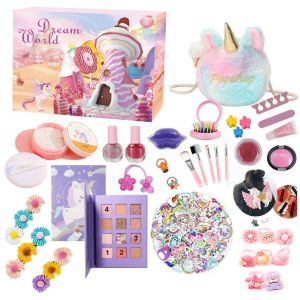 Calendrier de No&euml;l 2024, trousse de maquillage 24 compartiments et trousse licorne, jouets de No&euml;l pour adolescentes, cadeau d'anniversaire pour enfants, cadeau surprise - Neuf