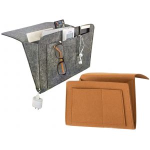 Ensemble de pochettes de rangement pour canap&eacute; et lit, kaki et gris - Neuf